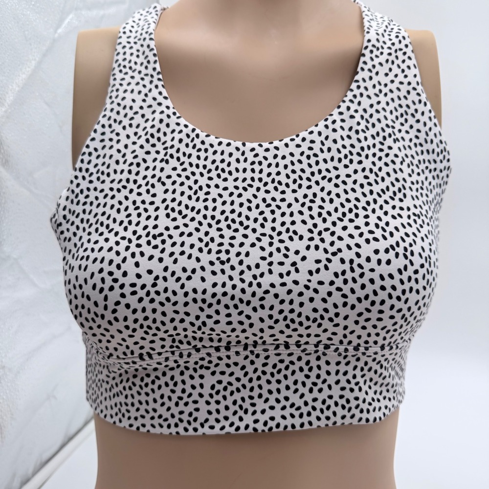 Buffy bunny Bra White Black Polka Dot Strappy‎ Back Sports Bra Size Medium